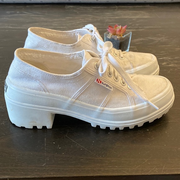 SUPERGA | Alpina white platform low canvas sneakers women’s 39 / US 8 - Picture 4 of 7